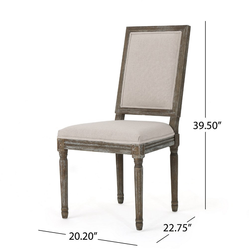 Side Dining Chair Set of 2, Wheat Beige Polyester, Distressed Brown -BM335108