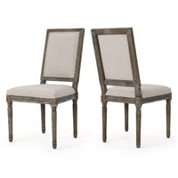 Side Dining Chair Set of 2, Wheat Beige Polyester, Distressed Brown -BM335108