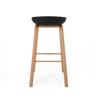 Barstool Chair Set of 2, Black Polypropylene Seat, Natural Brown Metal -BM335111