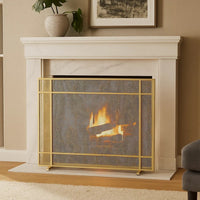 Fireplace Screen, Single Panel Design, Diamond Mesh 32 x 41, Gold Iron -BM335115