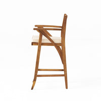 Olen Outdoor Barstool Chair Set of 2, Beige Polyester Brown Solid Wood -BM335116