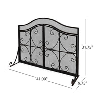 Fireplace Screen, 3 Panels 2 Doors, Black Copper Diamond Mesh Scrolled -BM335120