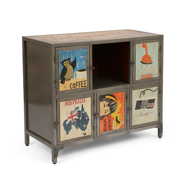 Accent Storage Cabinet, 6 Cubbies, Vintage Inspired Distressed Colors  -BM335122
