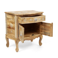 Accent Cabinet w cabriole legs, Hand Painted Flowers, Distressed Brown -BM335124