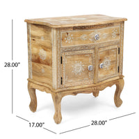 Accent Cabinet w cabriole legs, Hand Painted Flowers, Distressed Brown -BM335124
