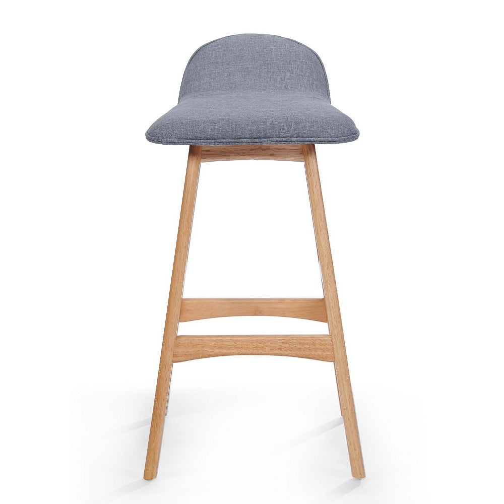 Deva Barstool Chair with Low Back Set of 2, Light Gray, Natural Brown -BM335127