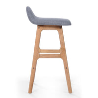 Deva Barstool Chair with Low Back Set of 2, Light Gray, Natural Brown -BM335127