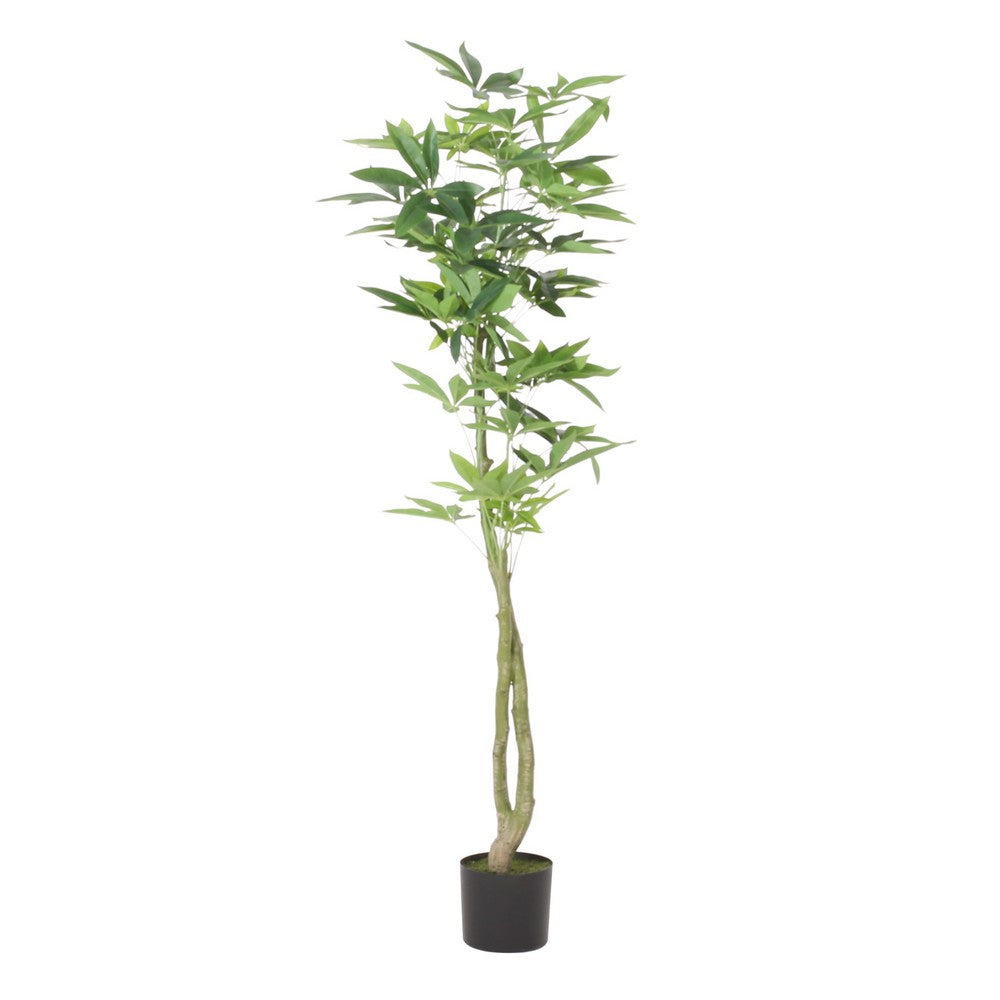Leso Artificial Pachira Money Plant Hand Shaped Green Leaves 63 Inch  -BM335128
