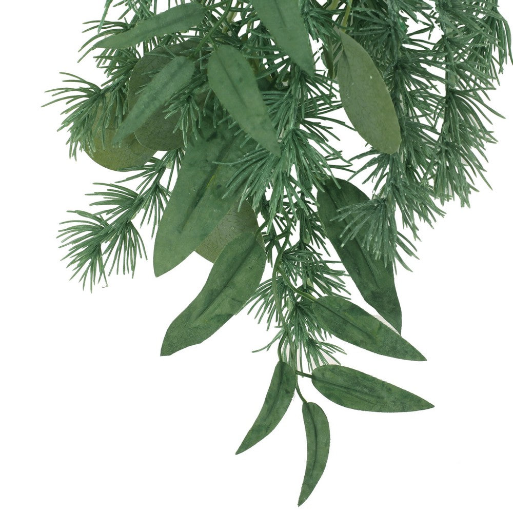 Artificial Teardrop Hanging Wreath, Realistic Green Leaves 33 Inch -BM335129