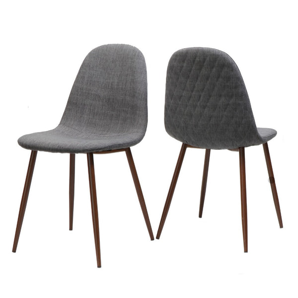 Reva Dining Side Chair Set of 2, Dark Gray Cushions, Brown Iron Frame -BM335131