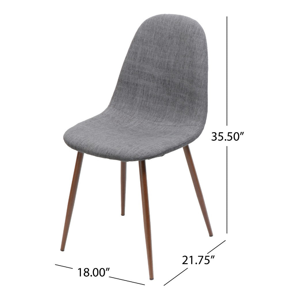Reva Dining Side Chair Set of 2, Dark Gray Cushions, Brown Iron Frame -BM335131