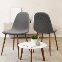 Reva Dining Side Chair Set of 2, Dark Gray Cushions, Brown Iron Frame -BM335131