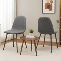 Reva Dining Side Chair Set of 2, Dark Gray Cushions, Brown Iron Frame -BM335131