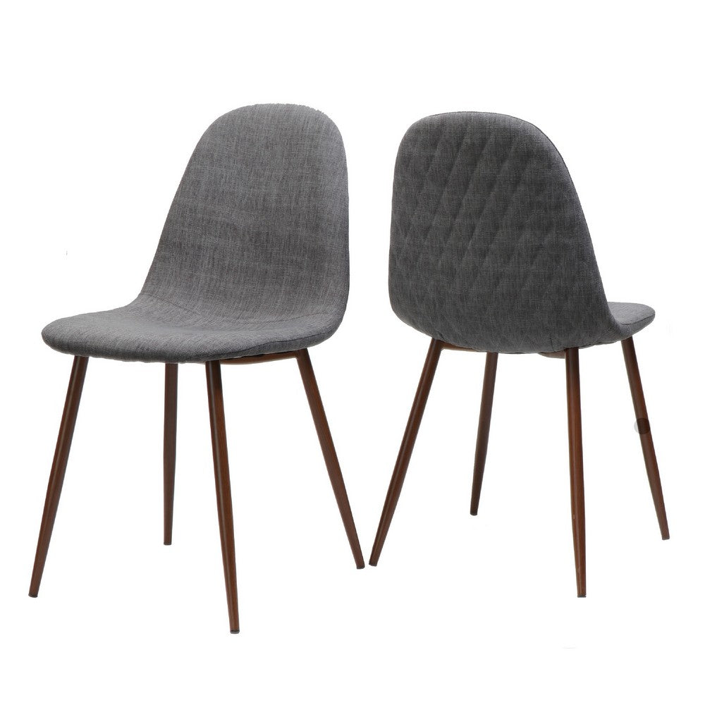 Reva Dining Side Chair Set of 2, Dark Gray Cushions, Brown Iron Frame -BM335131