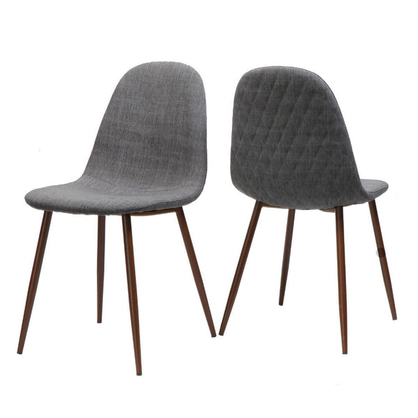 Reva Dining Side Chair Set of 2, Dark Gray Cushions, Brown Iron Frame -BM335131