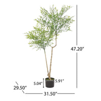 Artificial Nandina Plant, Sacred Bamboo Like Green Leaves, 47 Inch -BM335132