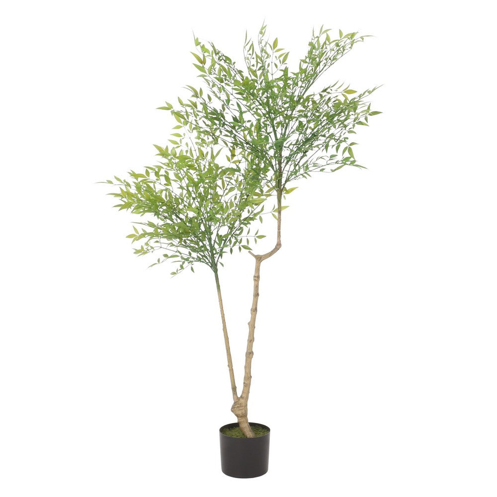 Artificial Nandina Plant, Sacred Bamboo Like Green Leaves, 47 Inch -BM335132