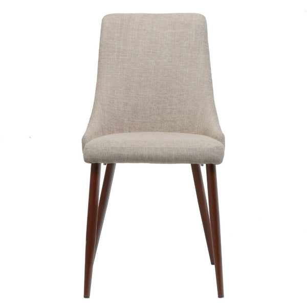 Dining Side Chair Set of 2, Wheat Brown Fabric, Tapered Iron Legs -BM335133