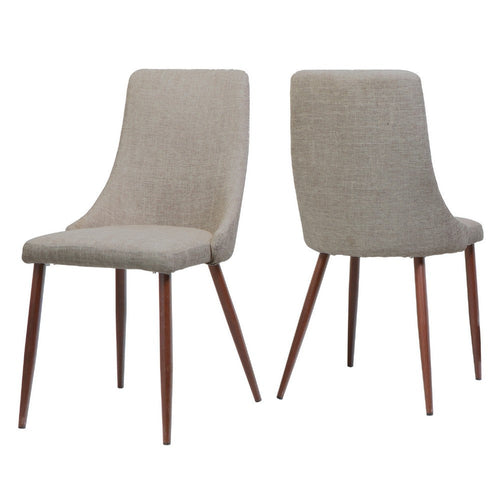 Dining Side Chair Set of 2, Wheat Brown Fabric, Tapered Iron Legs -BM335133