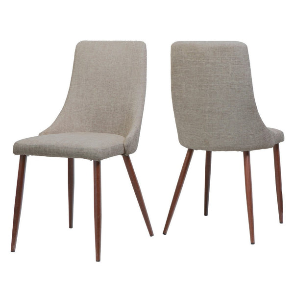 Dining Side Chair Set of 2, Wheat Brown Fabric, Tapered Iron Legs -BM335133