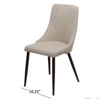 Dining Side Chair Set of 2, Wheat Brown Fabric, Tapered Iron Legs -BM335133
