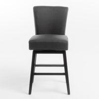 Swivel Barstool Chair, Modern Charcoal Gray Upholstery. Espresso Brown -BM335134