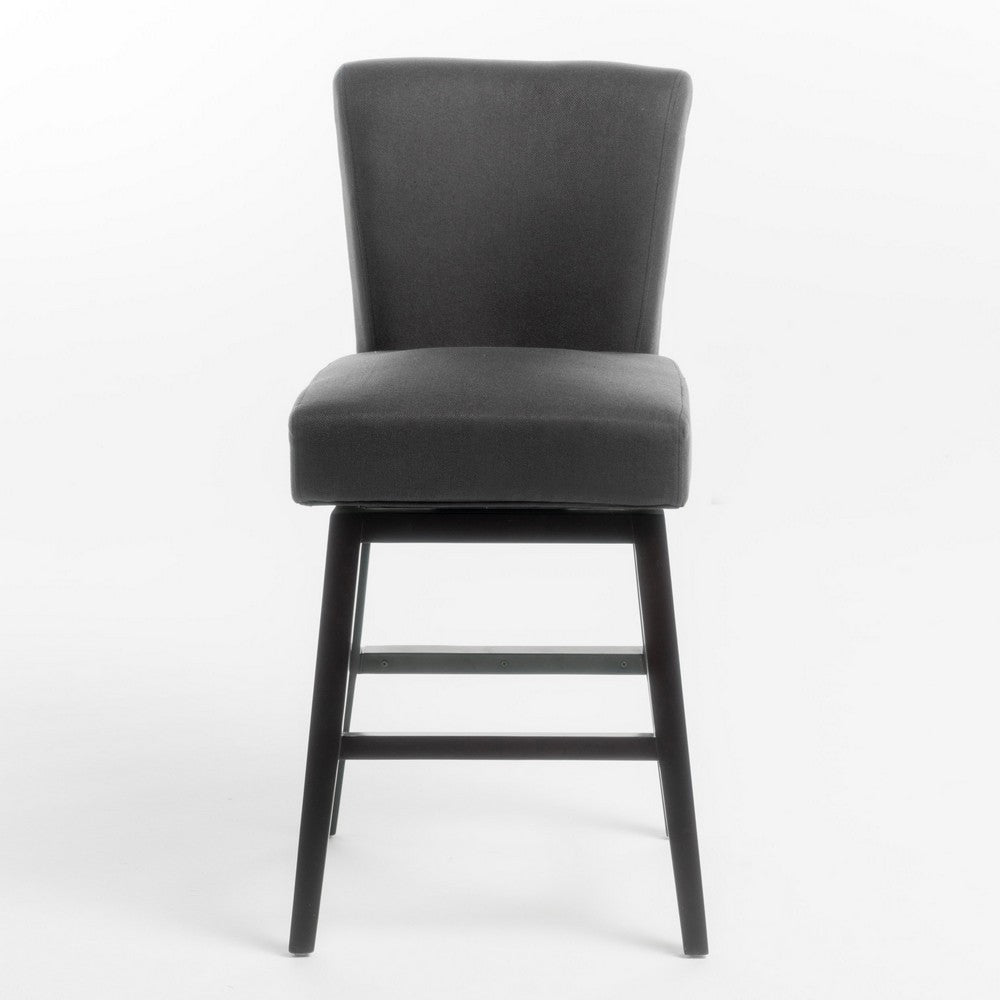 Swivel Barstool Chair, Modern Charcoal Gray Upholstery. Espresso Brown -BM335134