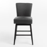 Swivel Barstool Chair, Modern Charcoal Gray Upholstery. Espresso Brown -BM335134