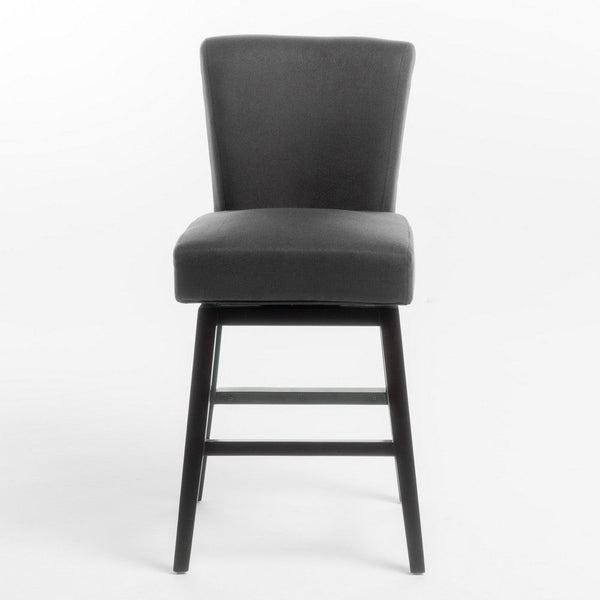 Swivel Barstool Chair, Modern Charcoal Gray Upholstery. Espresso Brown -BM335134
