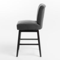 Swivel Barstool Chair, Modern Charcoal Gray Upholstery. Espresso Brown -BM335134