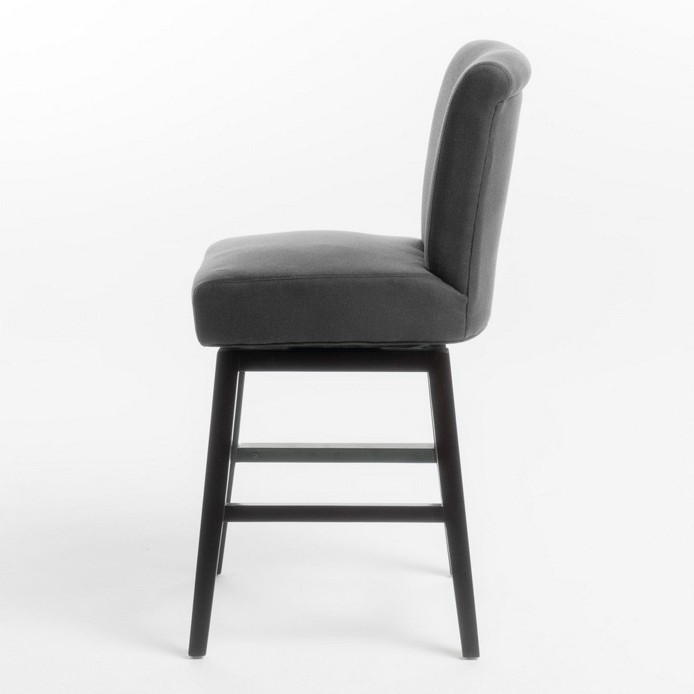 Swivel Barstool Chair, Modern Charcoal Gray Upholstery. Espresso Brown -BM335134