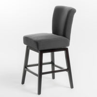 Swivel Barstool Chair, Modern Charcoal Gray Upholstery. Espresso Brown -BM335134