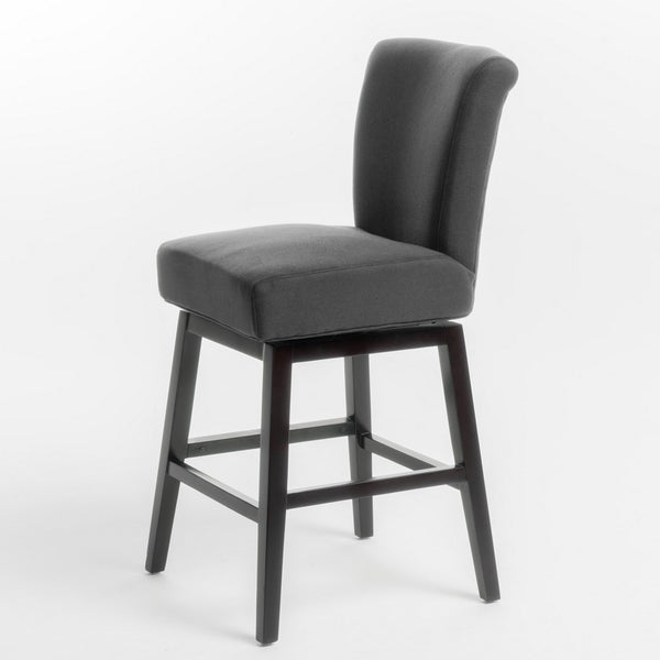 Swivel Barstool Chair, Modern Charcoal Gray Upholstery. Espresso Brown -BM335134