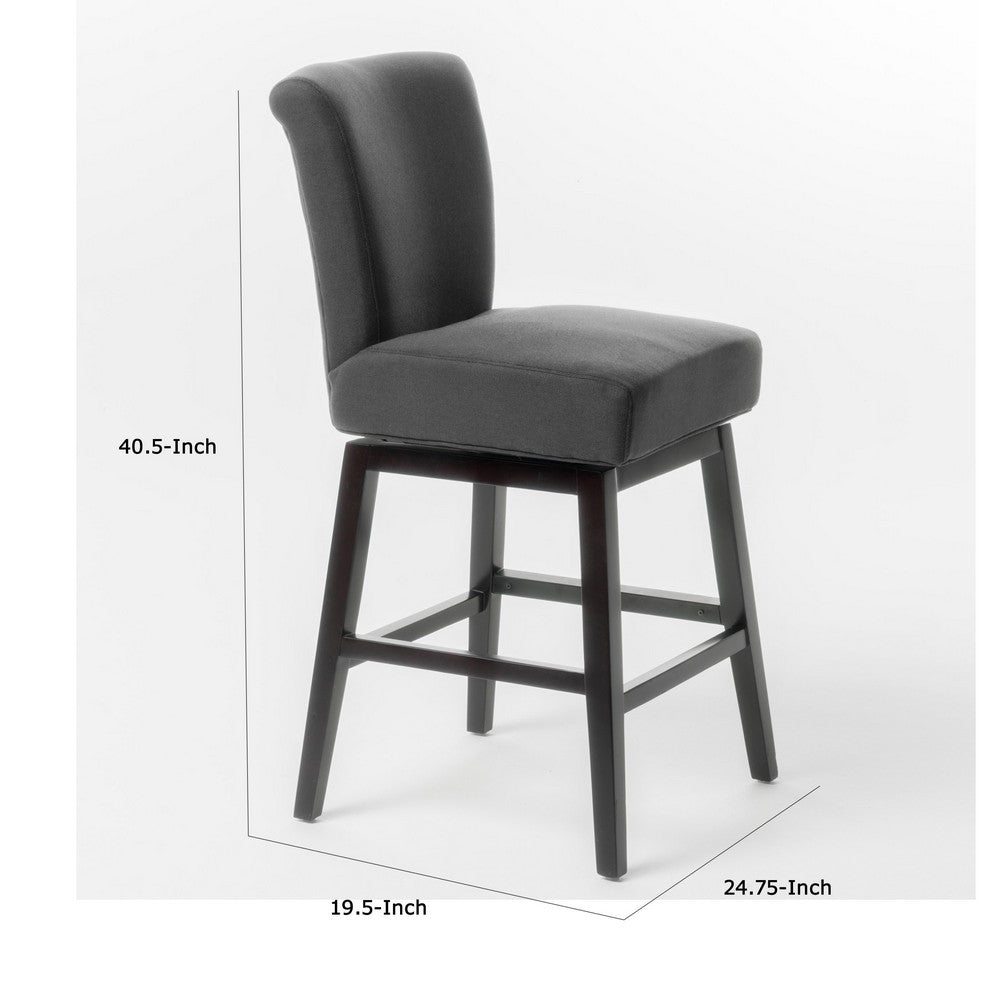 Swivel Barstool Chair, Modern Charcoal Gray Upholstery. Espresso Brown -BM335134