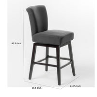 Swivel Barstool Chair, Modern Charcoal Gray Upholstery. Espresso Brown -BM335134