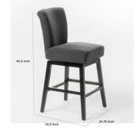 Swivel Barstool Chair, Modern Charcoal Gray Upholstery. Espresso Brown -BM335134