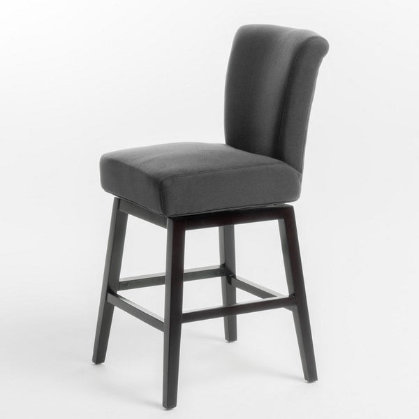Swivel Barstool Chair, Modern Charcoal Gray Upholstery. Espresso Brown -BM335134