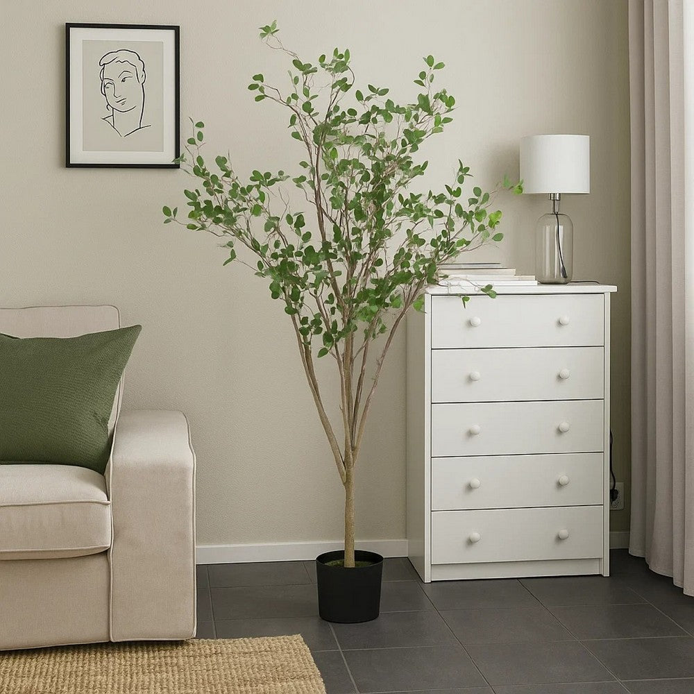 Deso Artificial Milan Leaf Bonsai, Rich Green Oval Leaves 59 Inch -BM335139