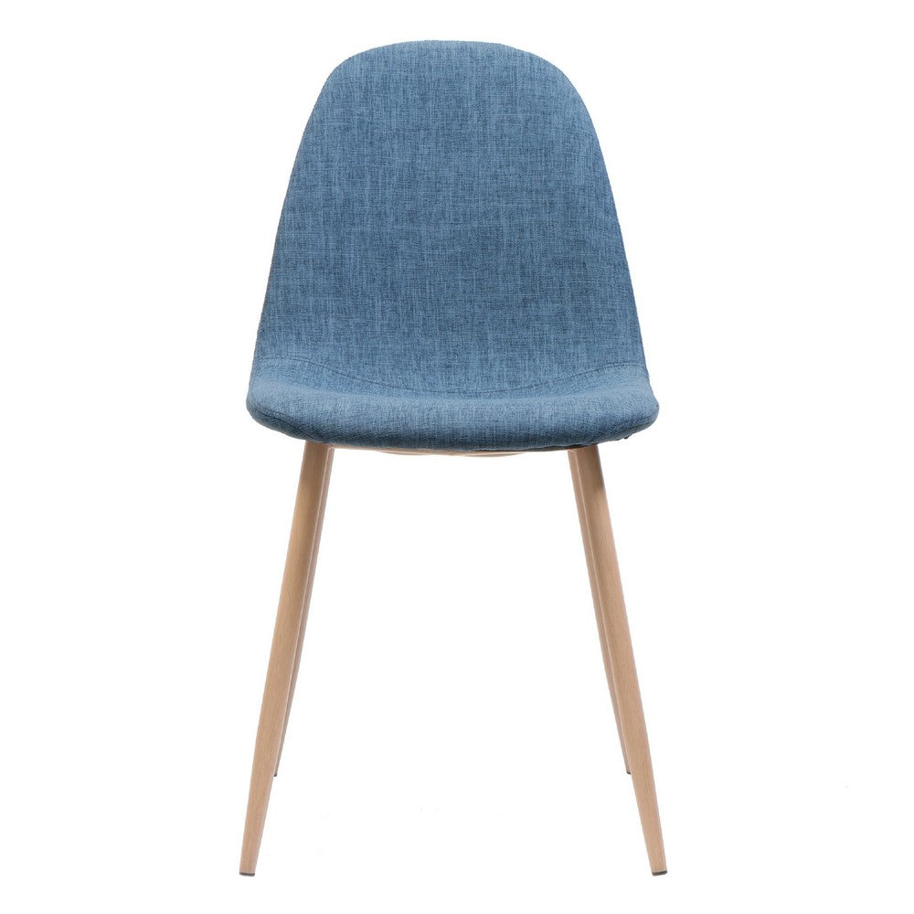 Reva Dining Side Chair Set of 2, Blue Seat, Brown Iron Frame -BM335142