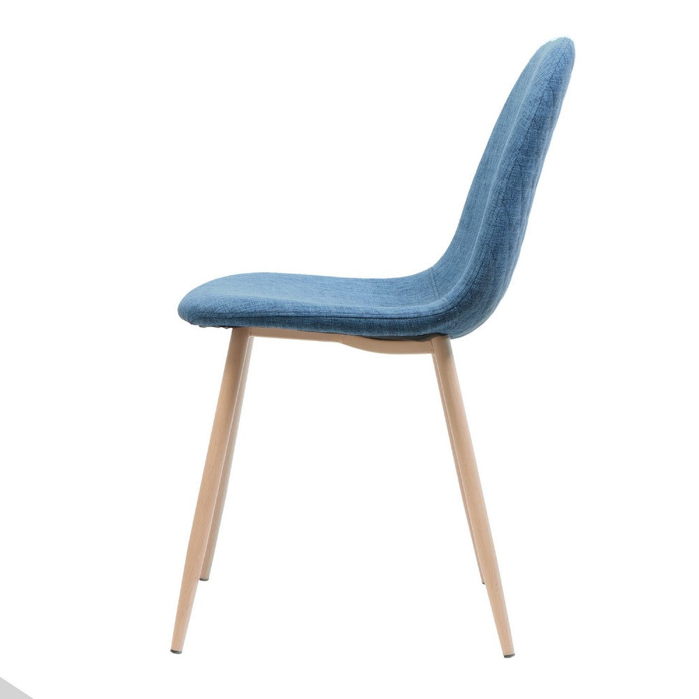 Reva Dining Side Chair Set of 2, Blue Seat, Brown Iron Frame -BM335142