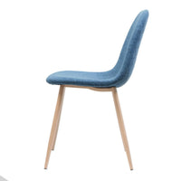 Reva Dining Side Chair Set of 2, Blue Seat, Brown Iron Frame -BM335142