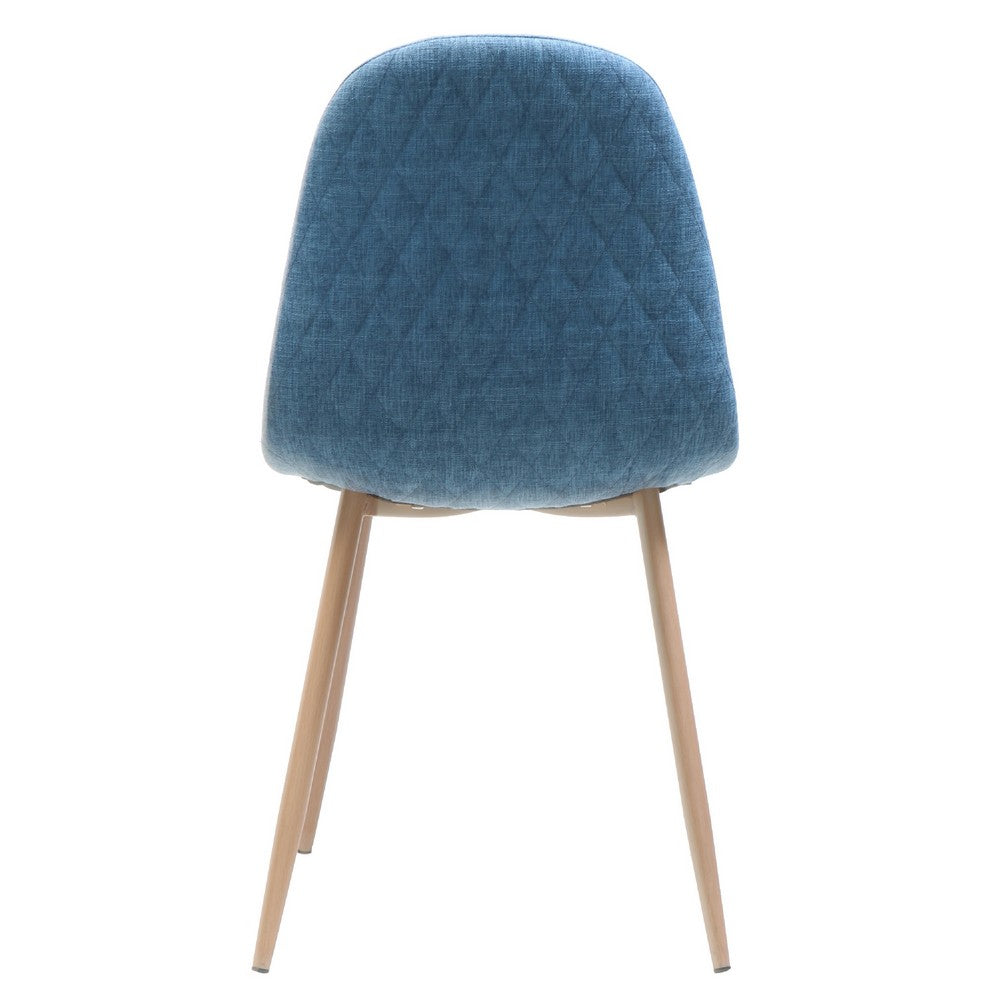Reva Dining Side Chair Set of 2, Blue Seat, Brown Iron Frame -BM335142