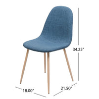 Reva Dining Side Chair Set of 2, Blue Seat, Brown Iron Frame -BM335142