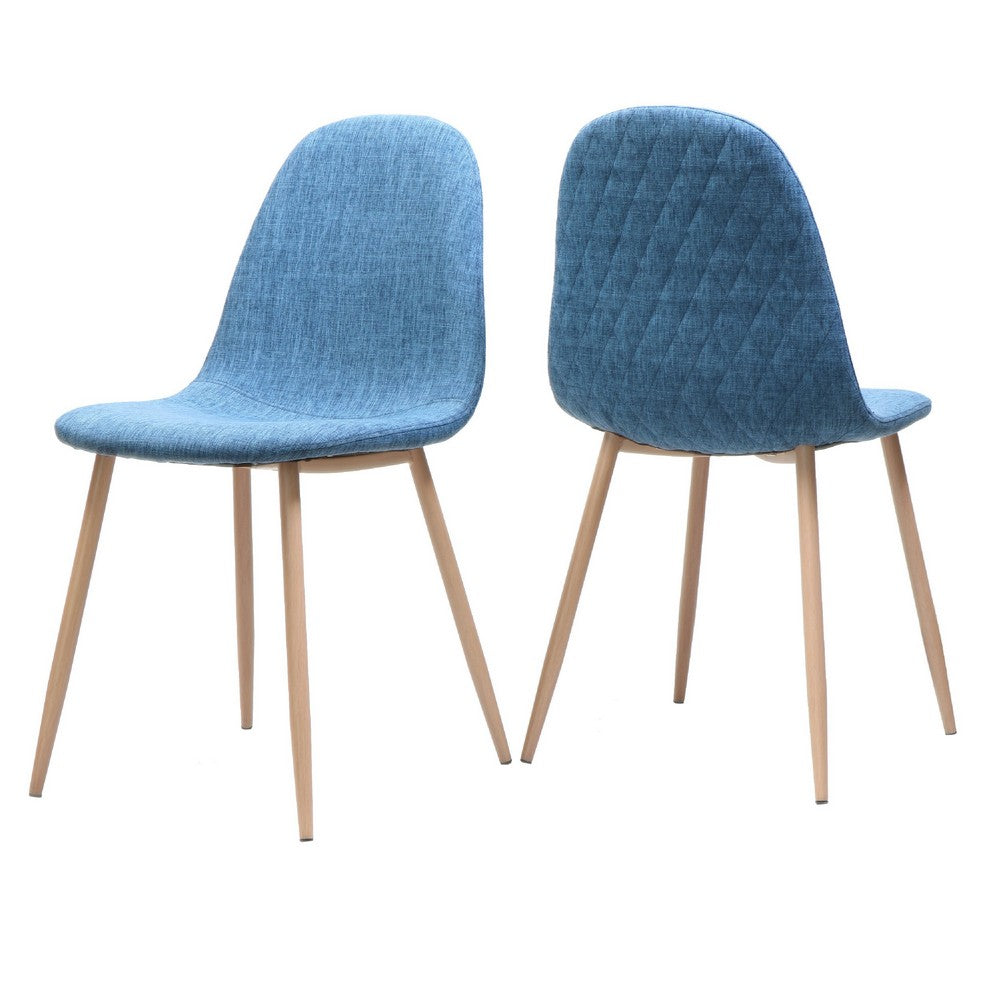 Reva Dining Side Chair Set of 2, Blue Seat, Brown Iron Frame -BM335142