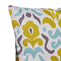 Outdoor Throw Pillow, Abstract Yellow Blue Floral Pattern, 18 Inch -BM335149