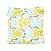 Outdoor Throw Pillow, Abstract Yellow Blue Floral Pattern, 18 Inch -BM335149