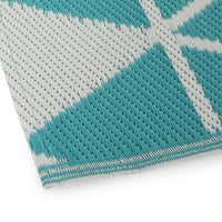4 x 6 Outdoor Small Area Rug, Turquoise Green and White Geometry -BM335151