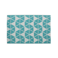 4 x 6 Outdoor Small Area Rug, Turquoise Green and White Geometry -BM335151