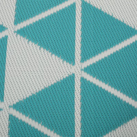 4 x 6 Outdoor Small Area Rug, Turquoise Green and White Geometry -BM335151