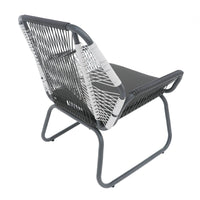 Meny Outdoor Club Chair Set of 2, White Rattan Woven, Matte Gray Metal -BM335152